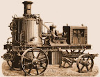 1880 年左右製造的蒸汽推動之馬達，並附有發電設備。當時主要為軍方連接至探照燈使用（來源：http://ancientskyscraper.com/85601.html）